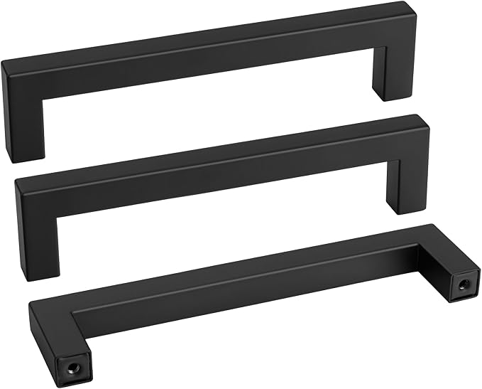 goldenwarm 45 Pack 6-1/4INCH Black Square Bar Cabinet Pull Drawer Handle by goldenwarm
