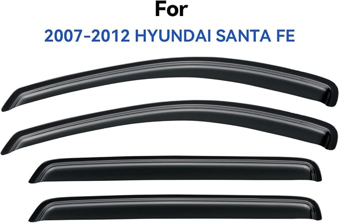 Window Visors Rain Guards for 2007-2012 Hyundai Santa Fe, Out-Channel Window - Image 2