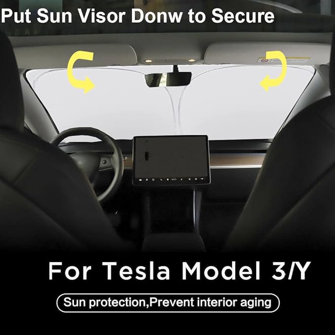 Gven Sunshade for Tesla Model Y Accessories 2025 Funny Eyes Windshield Sun - Image 6
