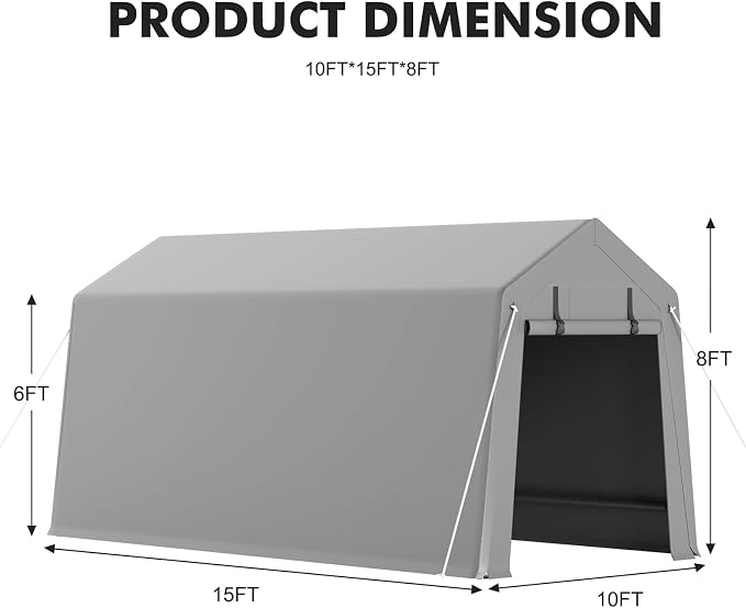 10 x 15 ft Carport Storage Shed, Portable Garage - Image 5