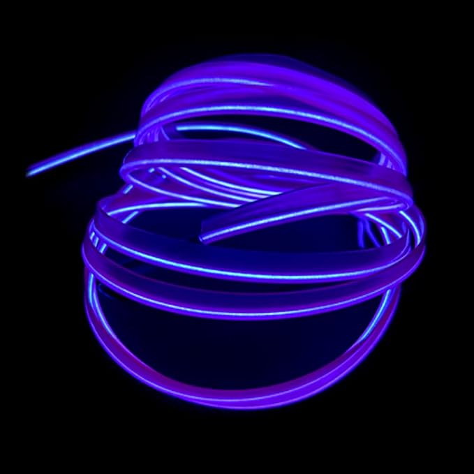 El Wire Purple Interior Car LED Strip Lights, 5M Neon Wire USB 5V - Image 3