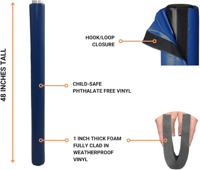 Safety Pole Pad, 4 FT Tall, 1” Thick Foam, Weatherproof, UV-Resistant, - Image 2