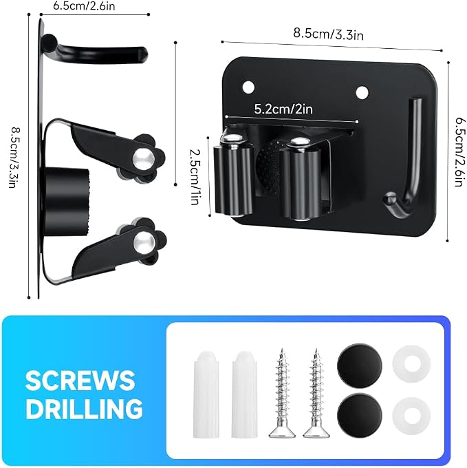 4-Pack Broom Holder with Heavy Duty Hooks, Upgraded Stainless Steel Mop Hanger. - Image 2