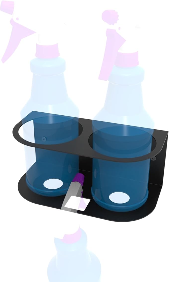 JINGCHENGMEI 2 Spray Bottles Holder, Steel Wall Mount Storage Organizer by JINGCHENGMEI