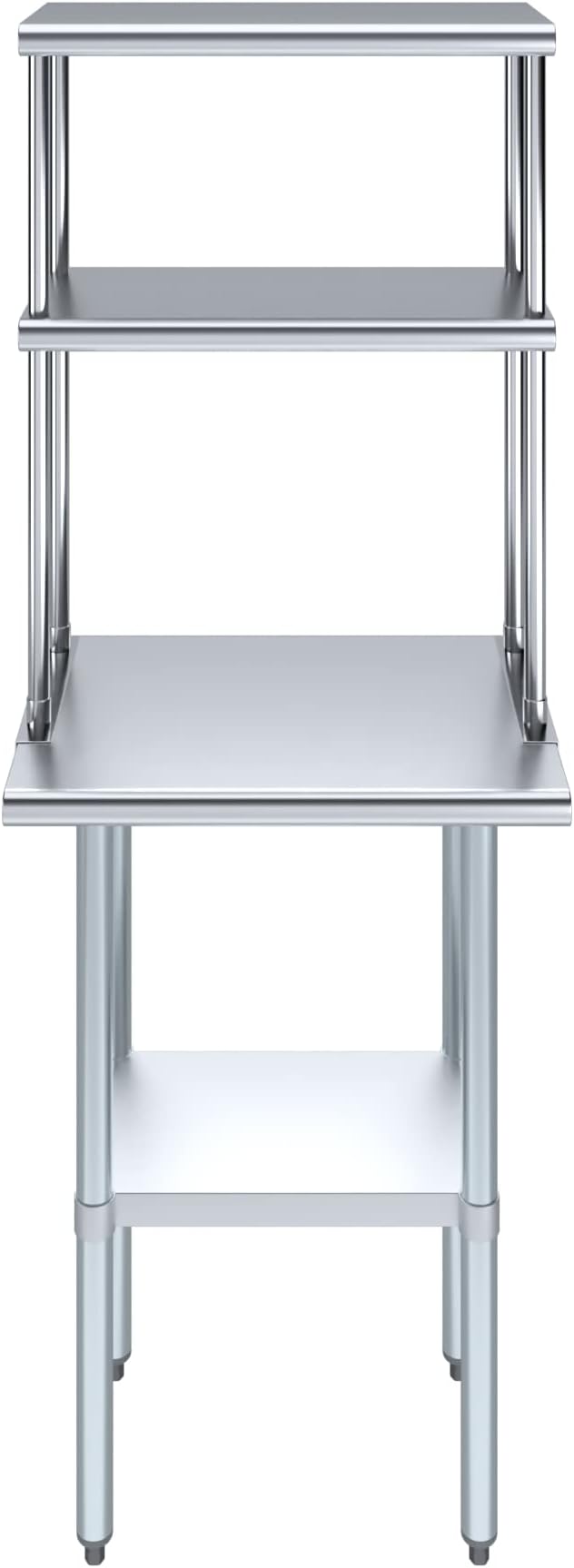 AmGood Stainless Steel Work Table Double Tier Overshelf | - Image 2