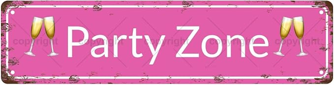 Party Zone Space Vintage Metal Tin Sign, Street Sign, Home Decor, Room Decor by Unknown
