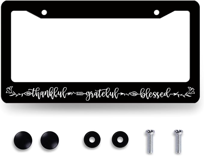 Thankful Grateful Blessed License Plate Frame Christianity License Plate Holder by MUAWUOIK