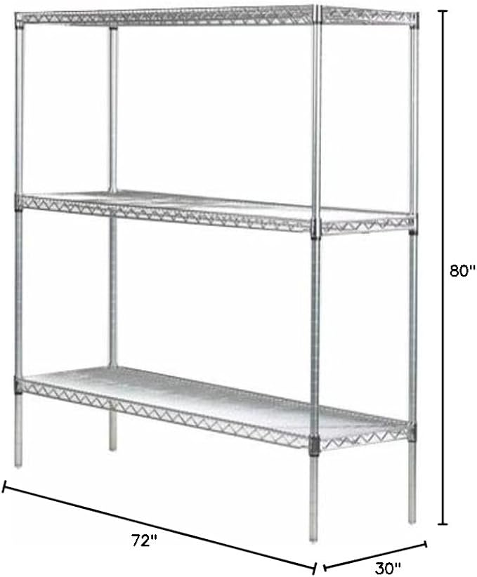 Omega 30" Deep x 72" Wide x 80" High 3 Tier Chrome Starter Shelving Unit - Image 2