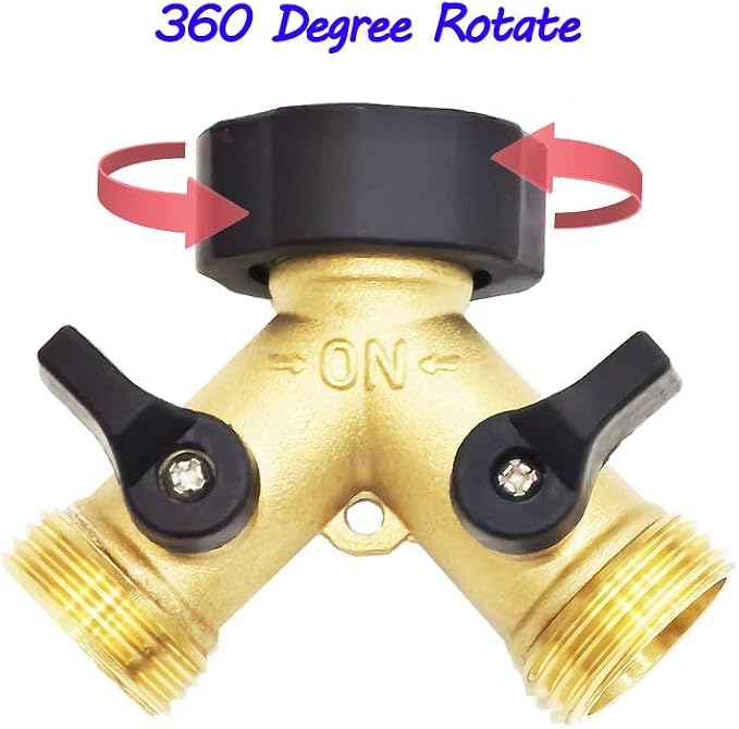 HQMPC Hose Splitter 2 Way Brass Y Valve +3/4" GHT Thread Extra 4 Pressure - Image 2