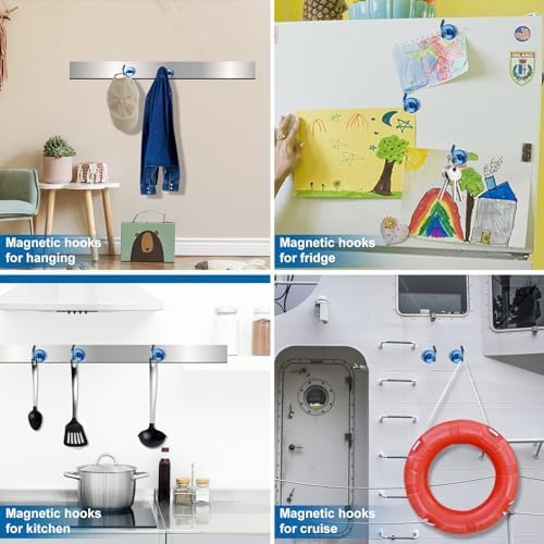 LOVIMAG Magnetic Hooks for Cruise Cabins, 80lbs Blue Magnetic Hooks for - Image 5