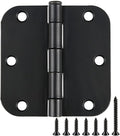 3 Pack Interior Matte Black Door Hinges Rounded 3.5 Inch x 3 1/2" Indoor Heavy by TDCHINGES