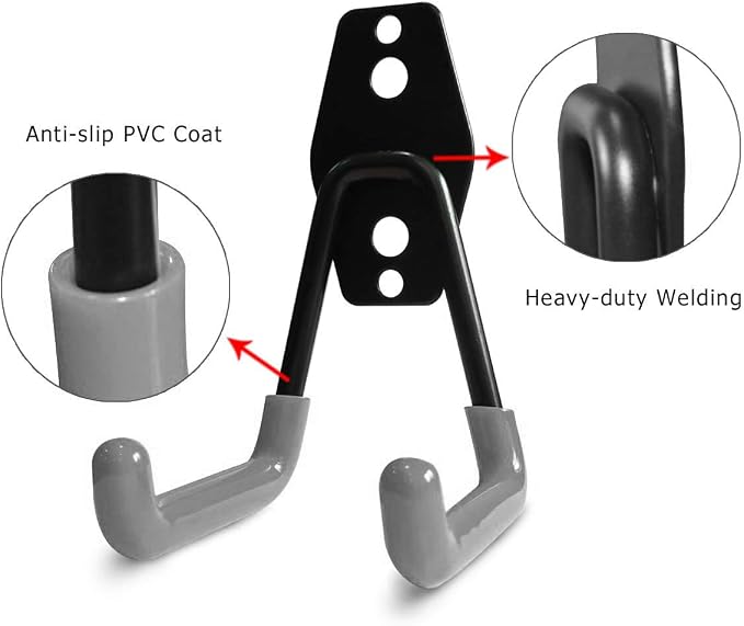 2 Pack Garage Storage Utility Hooks，Garage Garden Tool Organizer，Steel Wall - Image 3