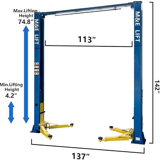 ME 9000lbs 2 Post Lift Clearfloor Lifts Max. Lifting Height 74.8" 2 Post Car - Image 5
