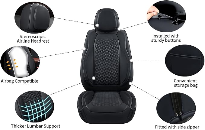 2 Packs Car Seat Covers Leather Car Seat Covers Universal Seat Covers - Image 6