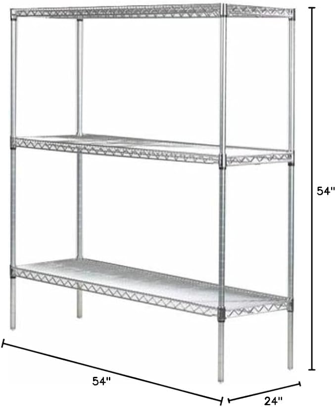 Omega 24" Deep x 54" Wide x 54" High 3 Tier Chrome Starter Shelving Unit - Image 2