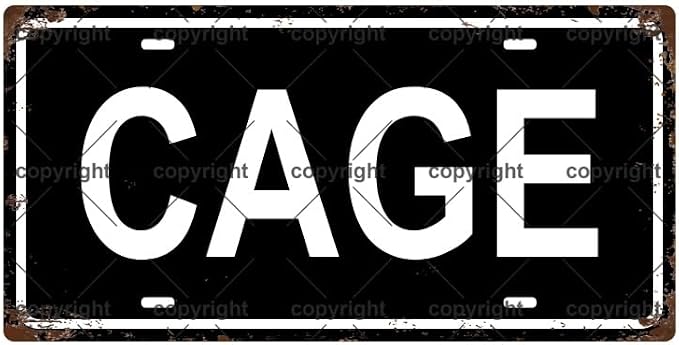 CAGE Space Vintage Metal Tin Sign License Plate Bar Cafe Garage Cave Home Room by Unknown