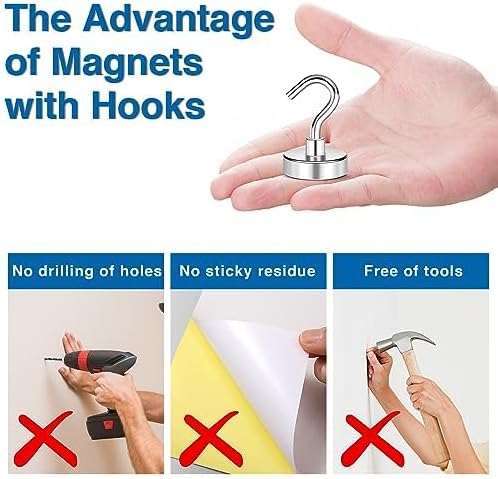 LOVIMAG Magnetic Hooks for Cruise Cabins, 40lbs Magnetic Hooks for Classroom - Image 6