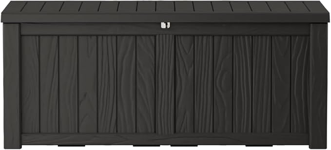 150 Gallon Lockable Resin Deck Box, Waterproof & UV-Resistant Outdoor Storage by Home