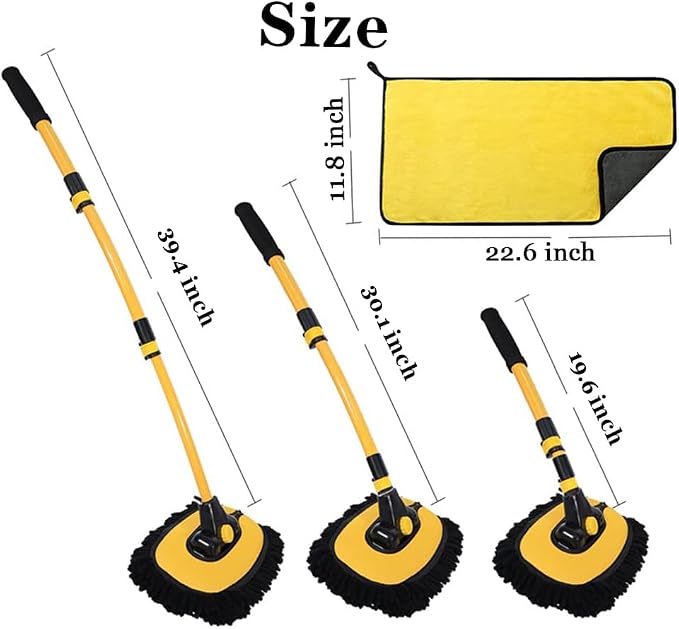 Car Wash Brush with Long Handle, Microfiber Towels Car Wash Kit Cleaning - Image 5