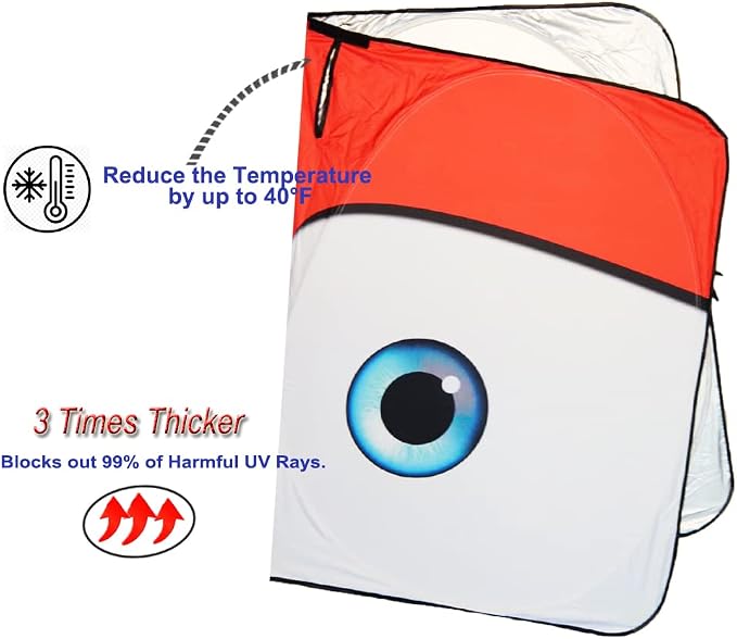 Gven Sunshade for Tesla Model Y Accessories 2025 Funny Eyes Windshield Sun - Image 3