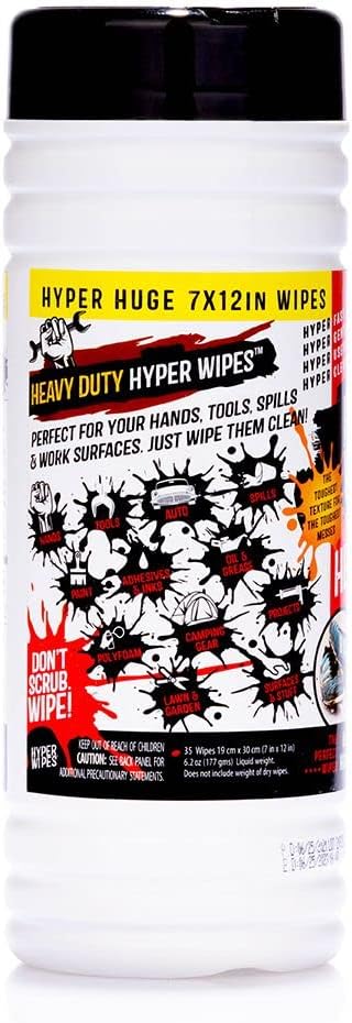Hyper Wipes, 12 Pack Heavy Duty Hand & Tool Cleaning Wipes, Degreasing - Image 7