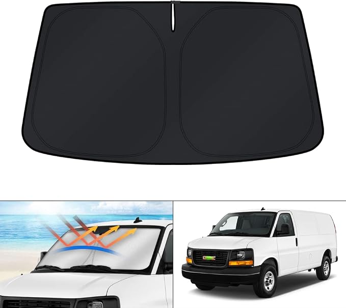 KUST Windshield Sun Shade for 1996-2024 GMC Savana Van Accessories, Passenger & by KUST