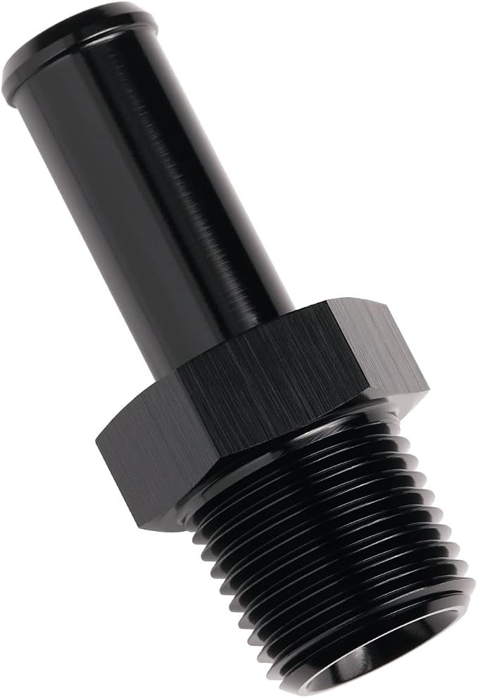 3/8 NPT Male to 1/2" Hose Barb Fitting Adapter Nipple Straight Aluminum Black by Podavelle