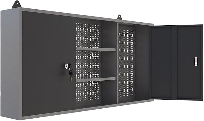 JZD Industrial Steel Garage Storage Cabinet System, Included Pegboard Wall - Image 5