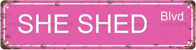 SHE SHED BLVD Space Vintage Metal Tin Sign, Street Sign, Home Decor, Room Decor by Unknown