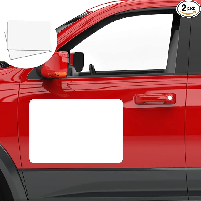 Set of 2 - Blank Car Door Magnet Sticker, Rounded Corners Magnetic Vehicle Sign by ANOER