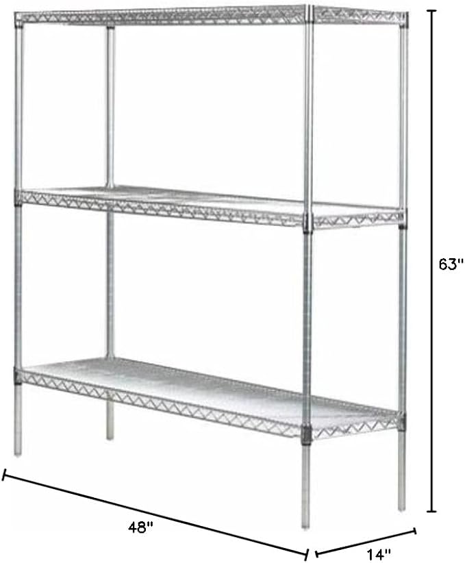 Omega 14" Deep x 48" Wide x 63" High 3 Tier Chrome Starter Shelving Unit - Image 2