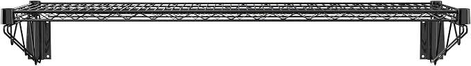 14" x 48" Black Epoxy Wire Wall Mount Shelf - Image 4
