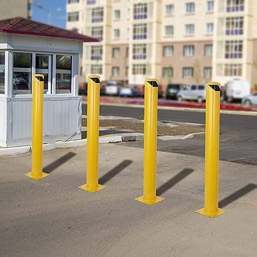 4 Pcs Safety Bollard, 42 Inch High Heavy-Duty Yellow Safety Bollard Steel Posts - Image 7