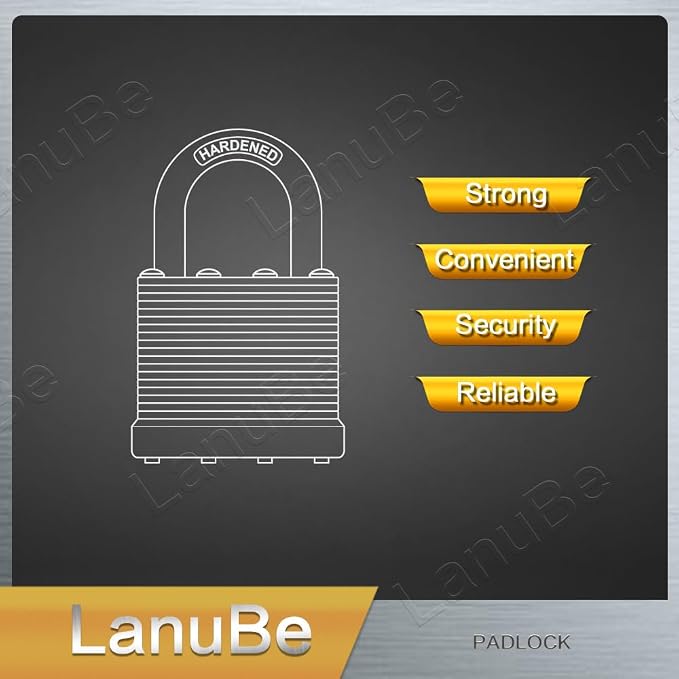 LanuBe Lock Laminated keyed Padlock, keyed Alike Locks, Normal Shackle - Image 8