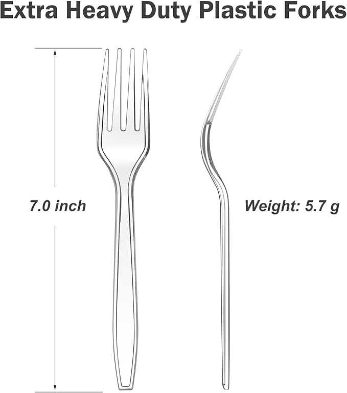 360 Count Extra Heavy Duty Clear Plastic Forks Disposable, Heat Resistant - Image 2
