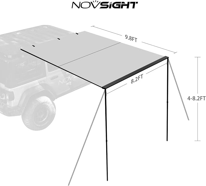 NOVSIGHT Car Side Off Road Awning 8.2 x 10ft, Waterproof Pull-Out - Image 2