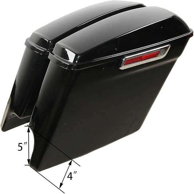 XFMT Vivid Black 5" Stretched Extended Saddlebags Hard Saddle Bags W/Chrome - Image 4