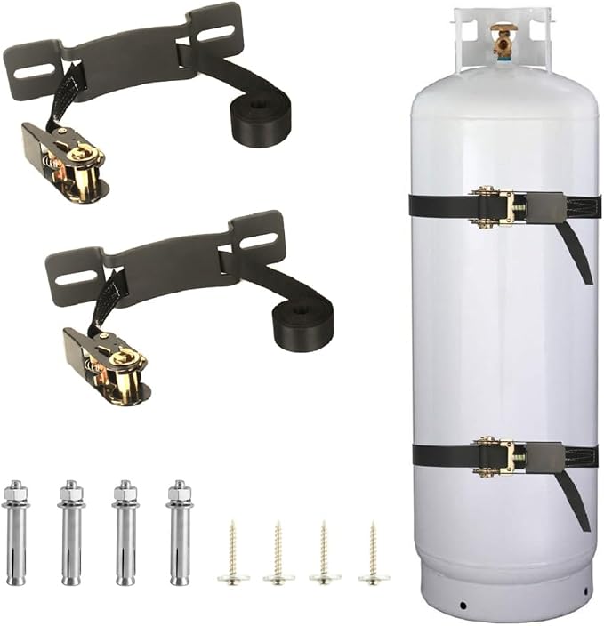 Propane Tank Holder ，Cylinder Wall Mounted Brackets, Ratchet Straps（6.6ft ） by MROUDELUO