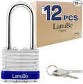LanuBe Lock Laminated Steel Keyed Padlock, Keyed Alike Locks, Long Shackle by LanuBe