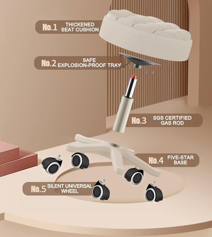 Small Chair Round Rolling Stool - Image 7