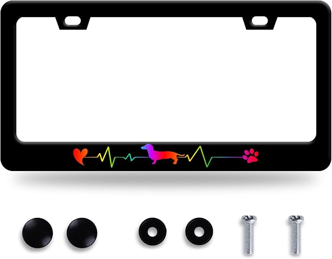 Rainbow Lifeline Love Dog License Plate Frame License Plate Stainless Steel by GORSNKYE