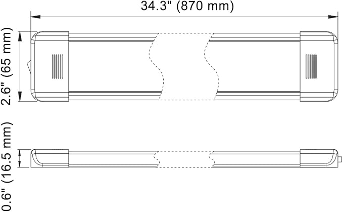 LED Interior Utility Light Fixture 34.2" x 2.6", High Lumen-Output Low Current - Image 2