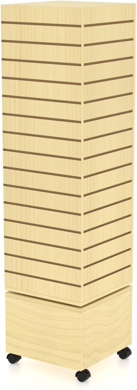 WISDOMFUR Rotating Slatwall Display Rack – 16"x16"x60" Maple Spinning Tower by Unknown