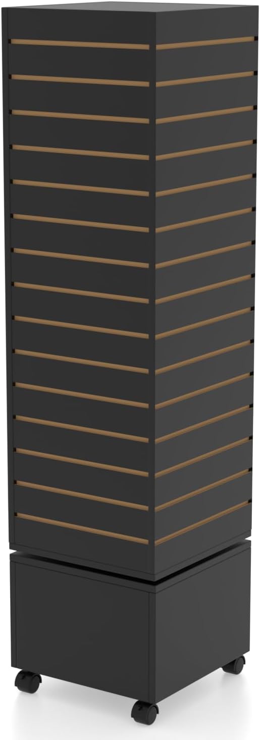 WISDOMFUR Rotating Slatwall Display Rack – 16"x16"x60" Black Spinning Tower by Unknown