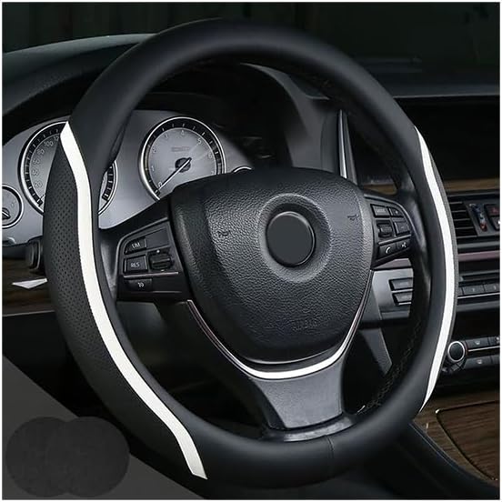Steering Wheel Cover Black White, Carbon Fiber Car Steering Wheel Covers by Muamos