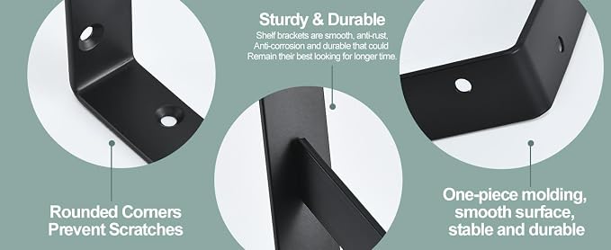 12 Pack L20 x H 12" Black Heavy Duty Shelf Brackets - Image 8