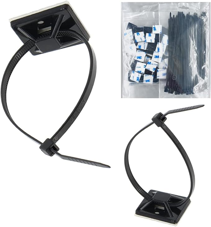 Strong Self Adhesive Wire Clips Cable Zip Tie Mounts 3/4" by Wahsure