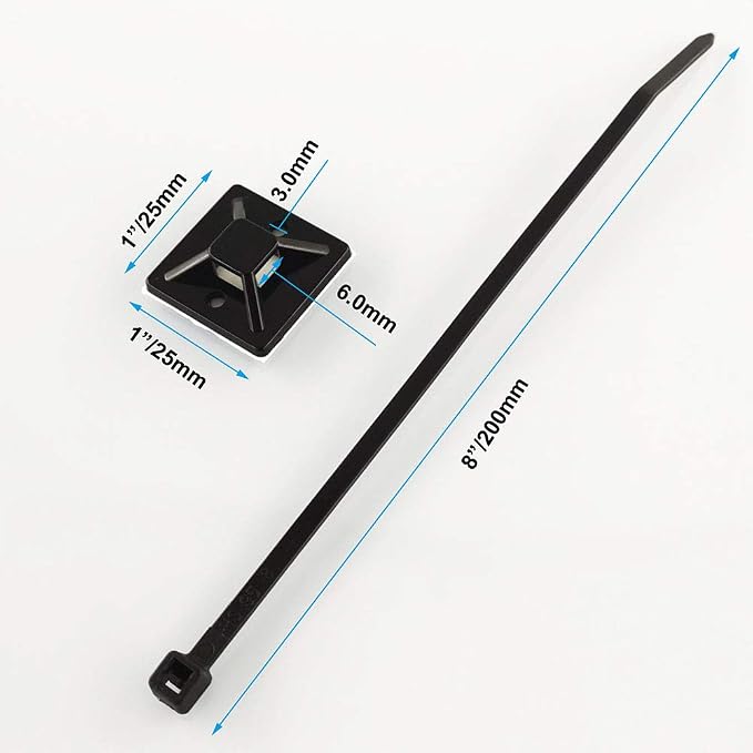 Strong Self Adhesive Wire Clips Cable Zip Tie Mounts 1" - Image 2