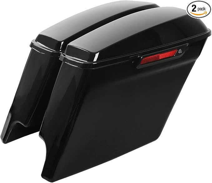 XFMT Motorcycle Vivid Black 5" Stretched Saddlebags Extended Hard Saddle Bags by XFMT
