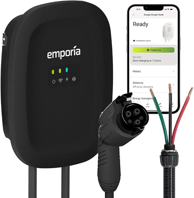EMPORIA Level 2 EV Charger w/ J1772 Charger, 48 amp, Preconfigured by Emporia